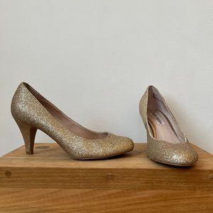 Steve Madden - Gold Glitter Sparkly Party High Heels - Size 6